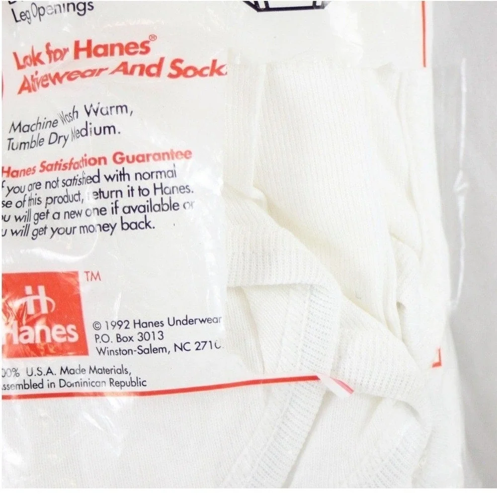 Vintage 1992 Hanes Mens Briefs 3 Pack White 100% Cotton Size 40 New Deadstock